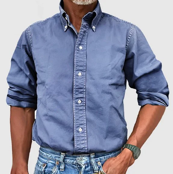 Klassisches Denim-Freizeithemd mit langen Ärmeln - Image 9