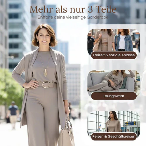 Elena – Elegantes 3-teiliges Set mit raffinierter Passform (Cardigan, Oberteil und Hose) - Image 2