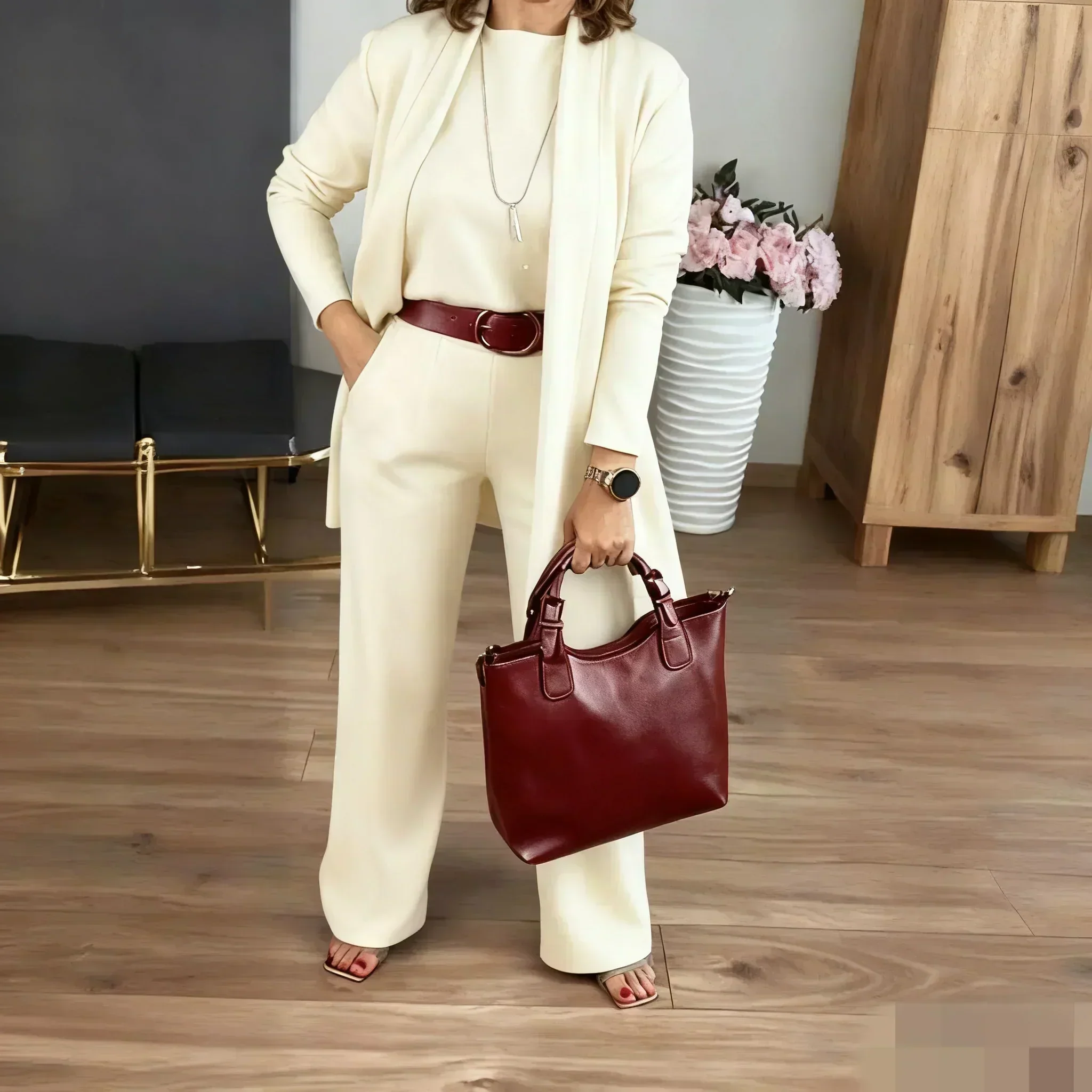 Elena – Elegantes Damen-Set mit 3 Teilen (Cardigan, Oberteil und Hose) - Image 14