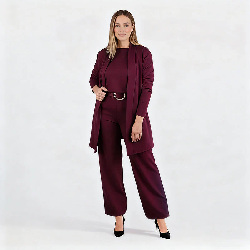 Elena – Elegantes Damen-Set mit 3 Teilen (Cardigan, Oberteil und Hose) - Image 17