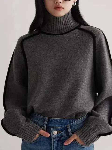 Schicker Pullover mit hohem Kragen für Damen von Eva - Image 3