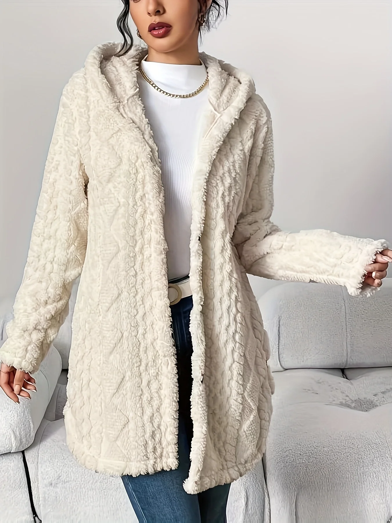 Fleece-Cardigan für Damen mit Kapuze – Louise - Image 11