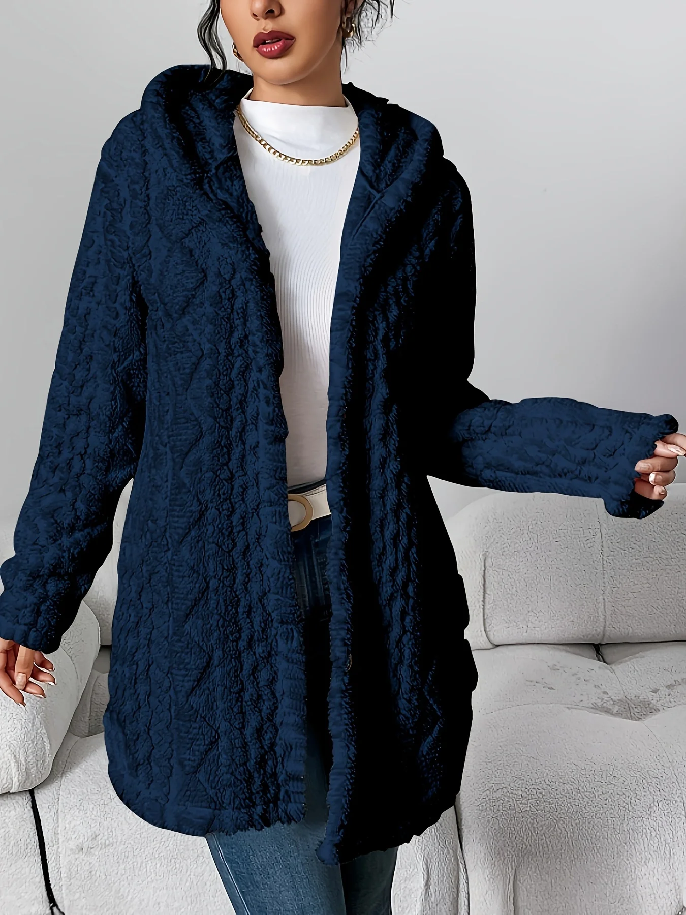 Fleece-Cardigan für Damen mit Kapuze – Louise - Image 12