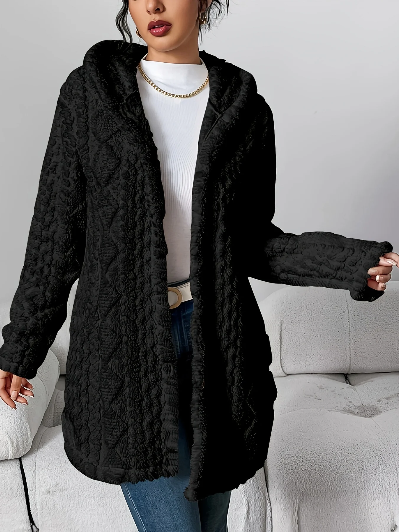 Fleece-Cardigan für Damen mit Kapuze – Louise - Image 15