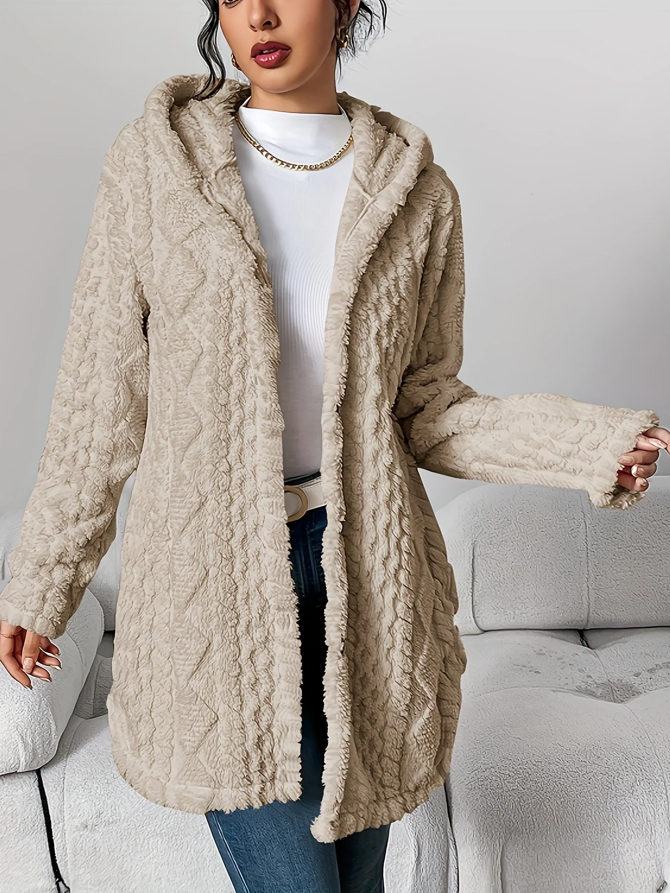 Fleece-Cardigan für Damen mit Kapuze – Louise - Image 16