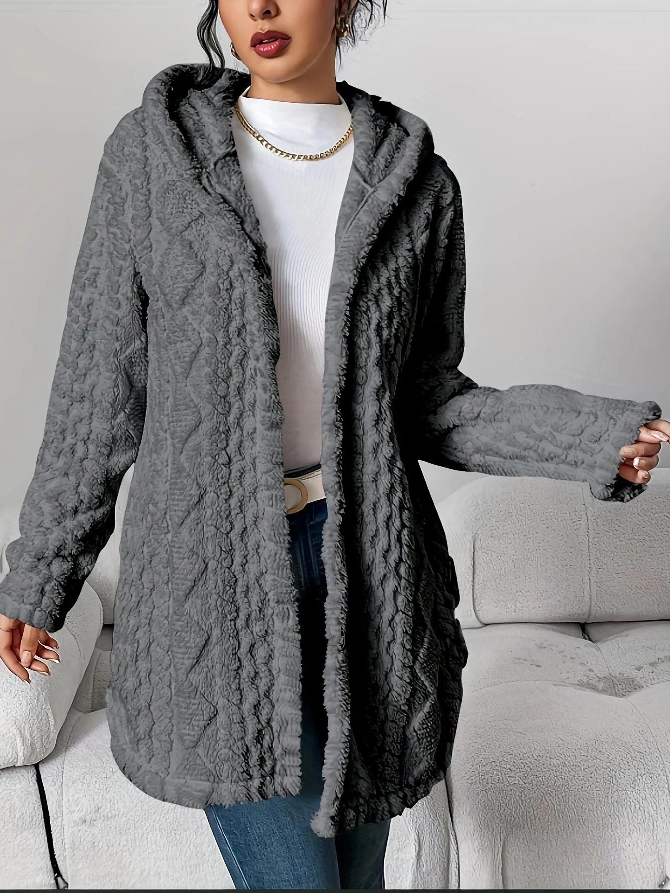Fleece-Cardigan für Damen mit Kapuze – Louise - Image 17