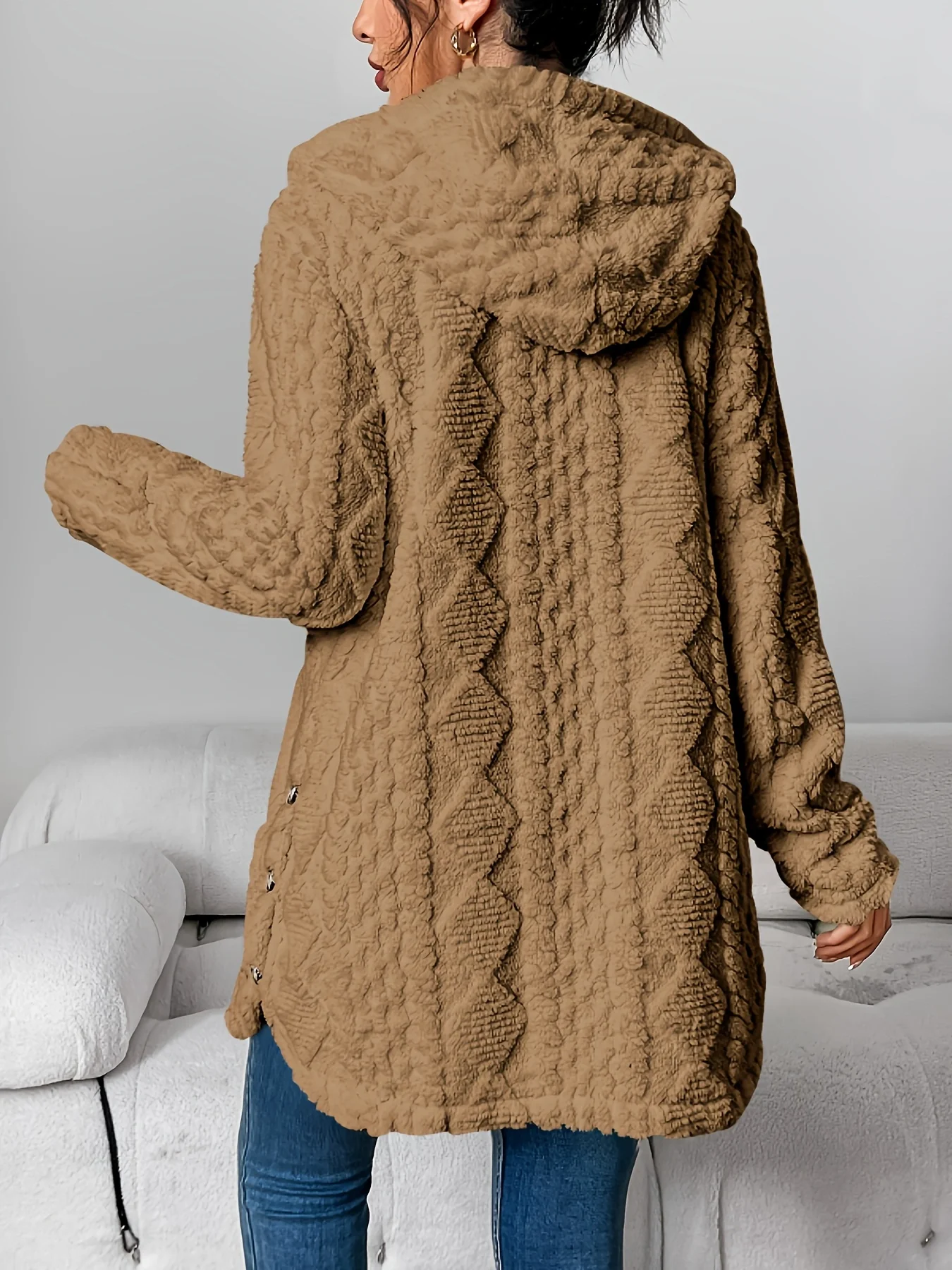 Fleece-Cardigan für Damen mit Kapuze – Louise - Image 4