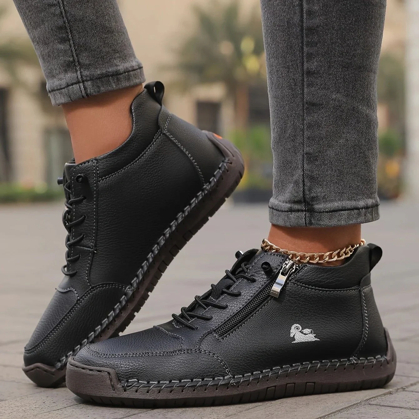Bequeme Leder-Stiefeletten mit Reißverschluss – Mavie - Image 11
