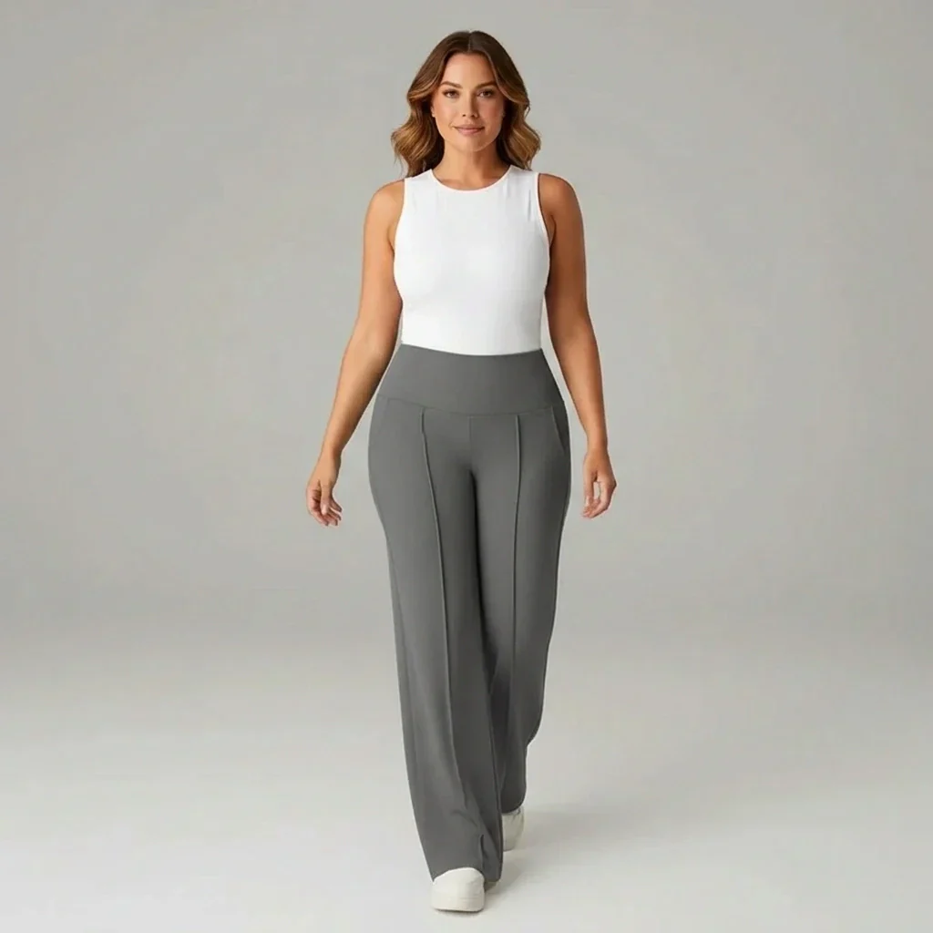 Bequeme Stretchhose mit hoher Taille und weitem Bein – SoftFlex - Image 4