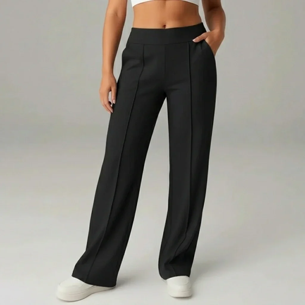 Bequeme Stretchhose mit hoher Taille und weitem Bein – SoftFlex - Image 9